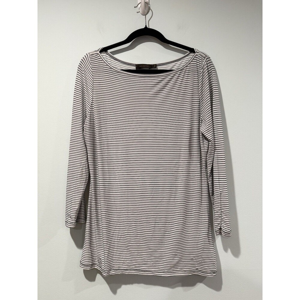 The Limited Striped Top Women Medium Boatneck 3/4 Sleeve Nautical Coastal Travel
